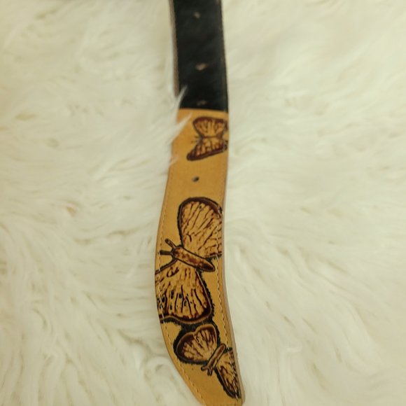 Mario Hernandez Mixed Butterfly Calf Hair Leather Belt Silver Buckle 48" - Picture 14 of 14